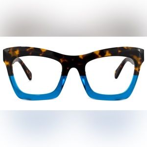Non -prescription eyewear blue with cheetah print